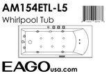 EAGO - 5 ft Acrylic White Rectangular Whirlpool Bathtub w Fixtures | AM154ETL-L5