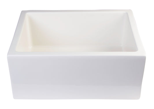 ALFI Brand - 24" Biscuit Smooth Thick Wall Fireclay Single Bowl Farm Sink | AB2418SB-B