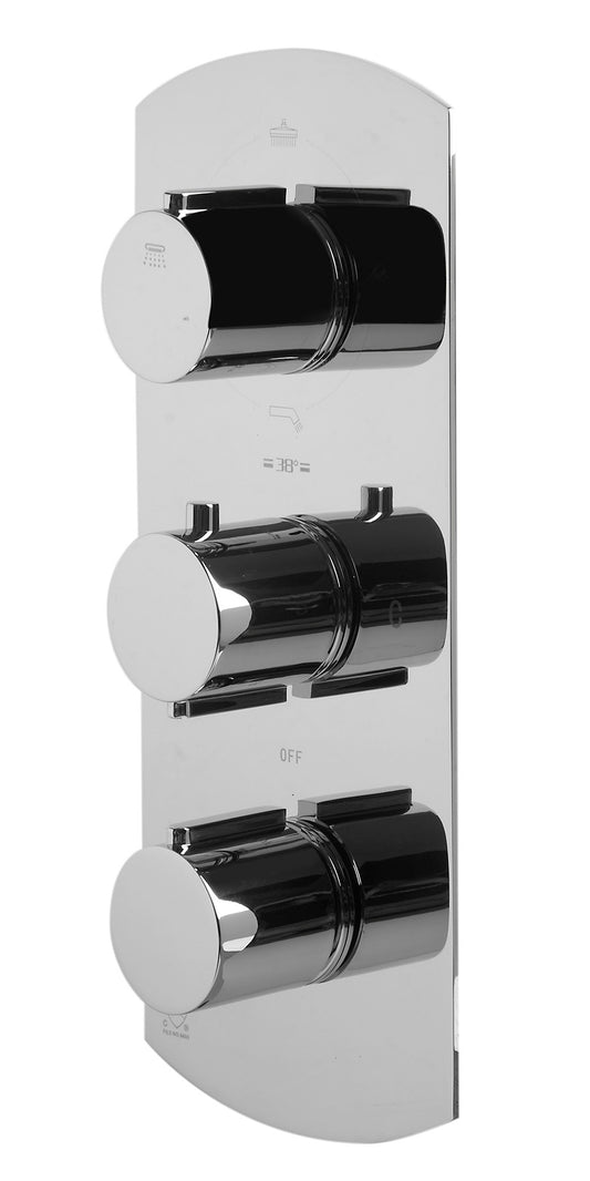 ALFI Brand - Polished Chrome Concealed 4-Way Thermostatic Valve Shower Mixer /w Round Knobs | AB4101-PC