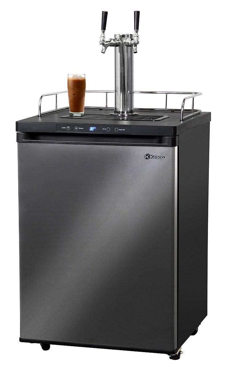 Kegco Beer Refrigeration 2 TAP 24" Wide Cold Brew Coffee Tap Black Stainless Kegerator
