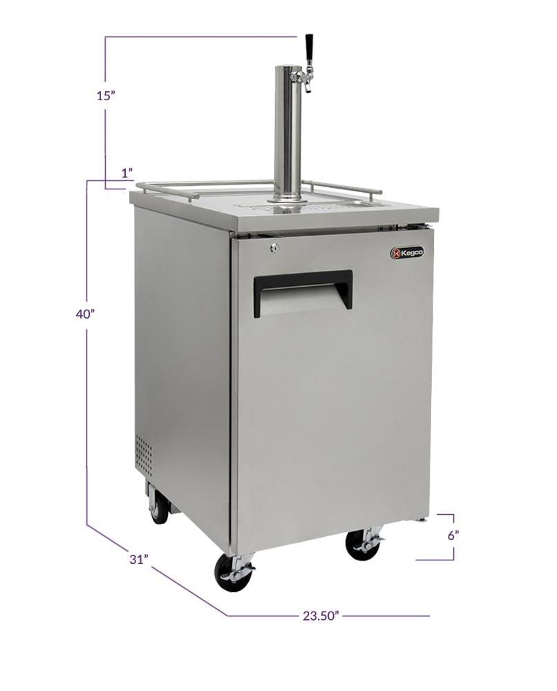 Kegco Beer Refrigeration 24" Wide Kombucha Tap All Stainless Steel Commercial Kegerator