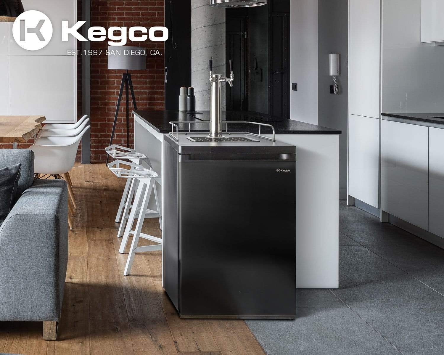 Kegco Beer Refrigeration 24" Wide Kombucha Tap Black Kegerator