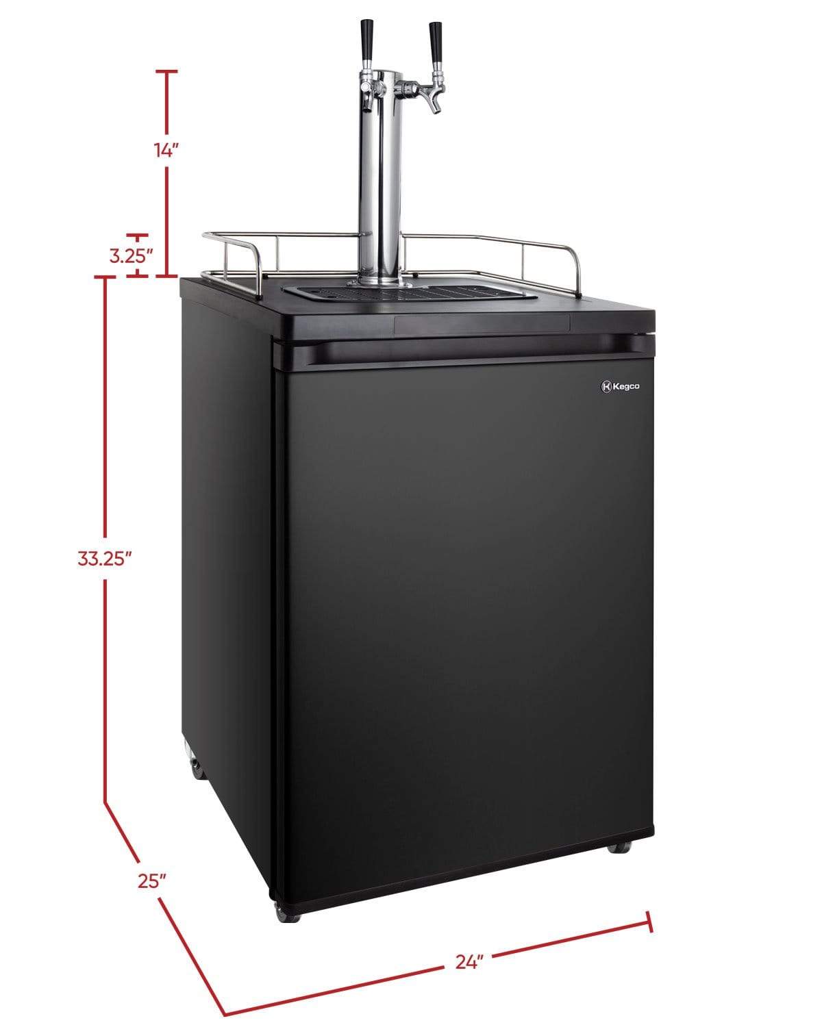 Kegco Beer Refrigeration 24" Wide Kombucha Tap Black Kegerator