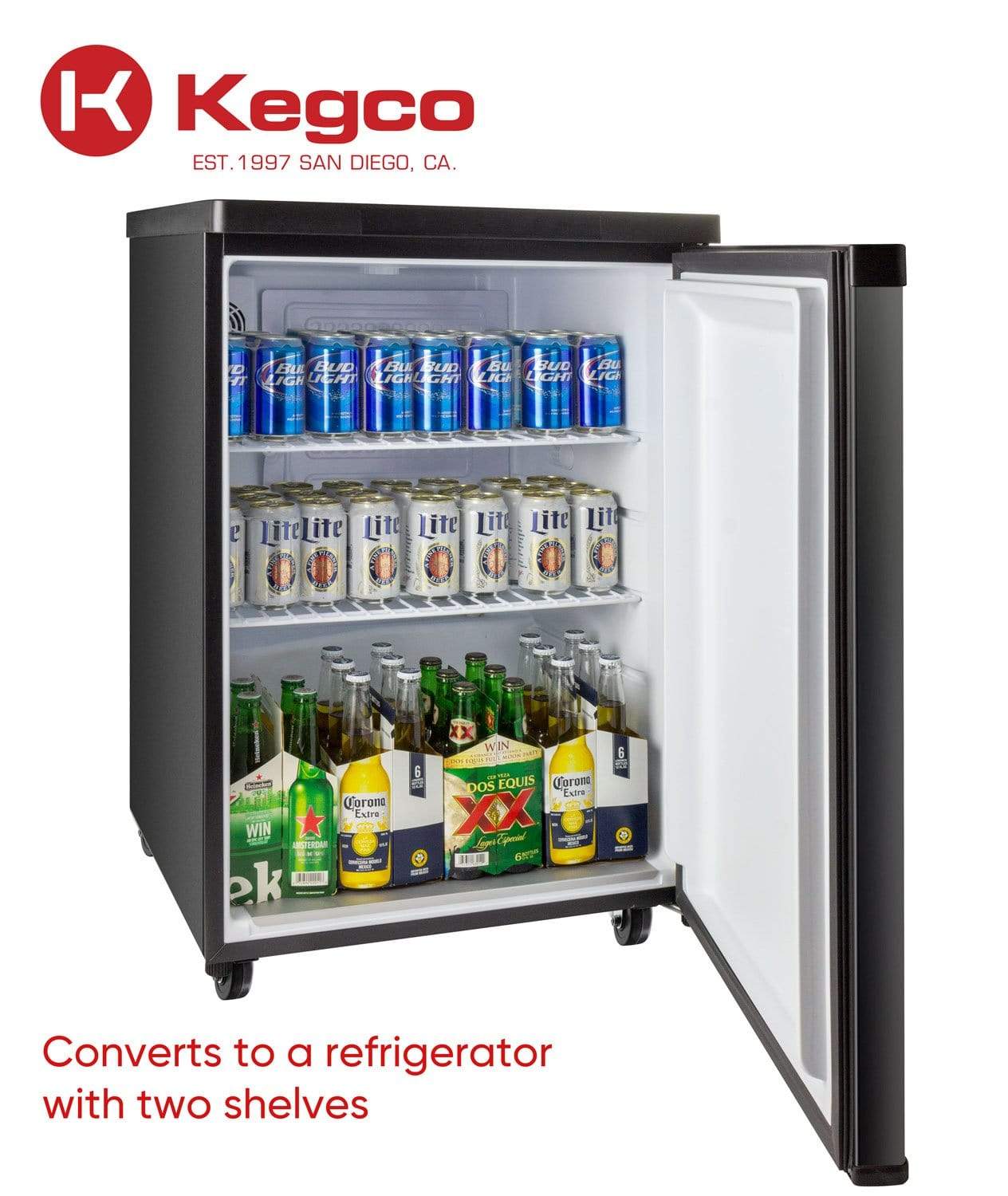 Kegco Beer Refrigeration 24" Wide Kombucha Tap Black Kegerator