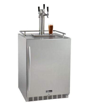 Kegco Beer Refrigeration Triple Tap 24" Wide Cold Brew Coffee Tap All Stainless Steel Outdoor Built-In Right Hinge Kegerator