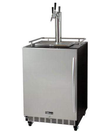 Kegco Beer Refrigeration Triple Tap 24" Wide Tap Stainless Steel Commercial Built-In Left Hinge Kegerator with Kit