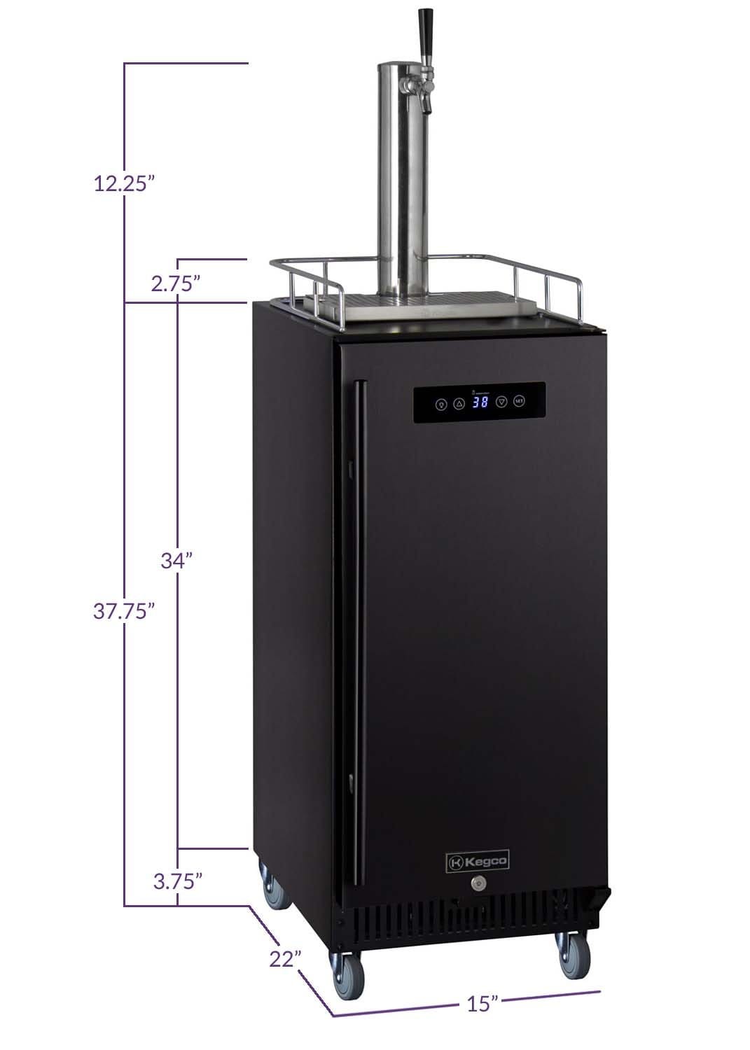 Kegco Beer Refrigeration Wide Single Tap Black Commercial Kegerator