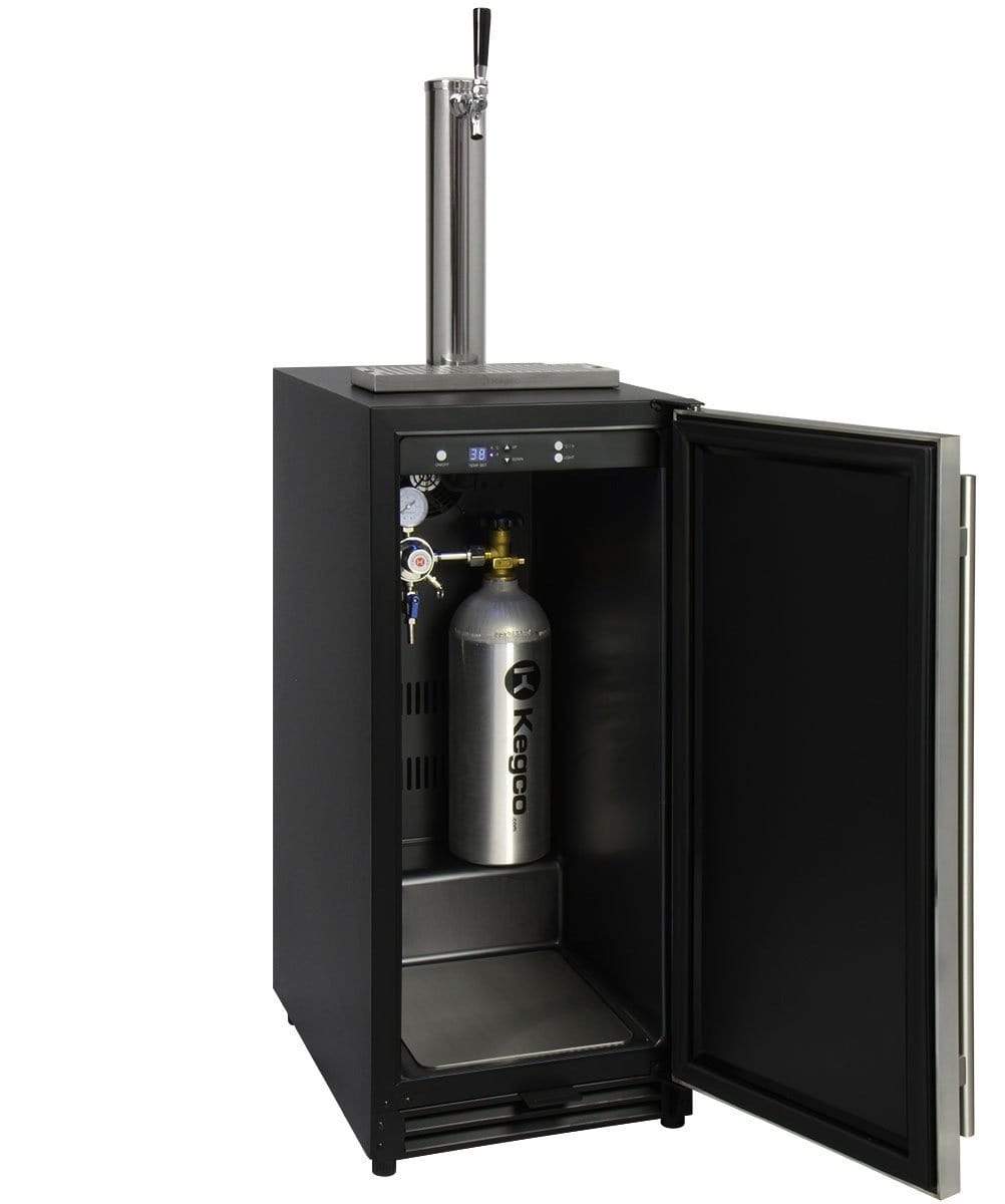 Kegco Beer Refrigeration Wide Single Tap Stainless Steel Built-In Right Hinge Kegerator