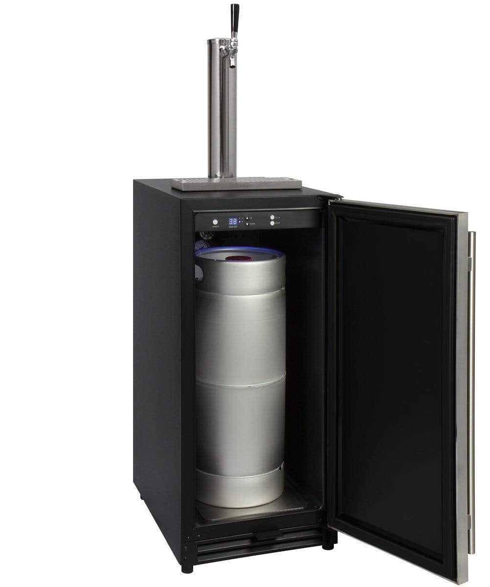 Kegco Beer Refrigeration Wide Single Tap Stainless Steel Built-In Right Hinge Kegerator