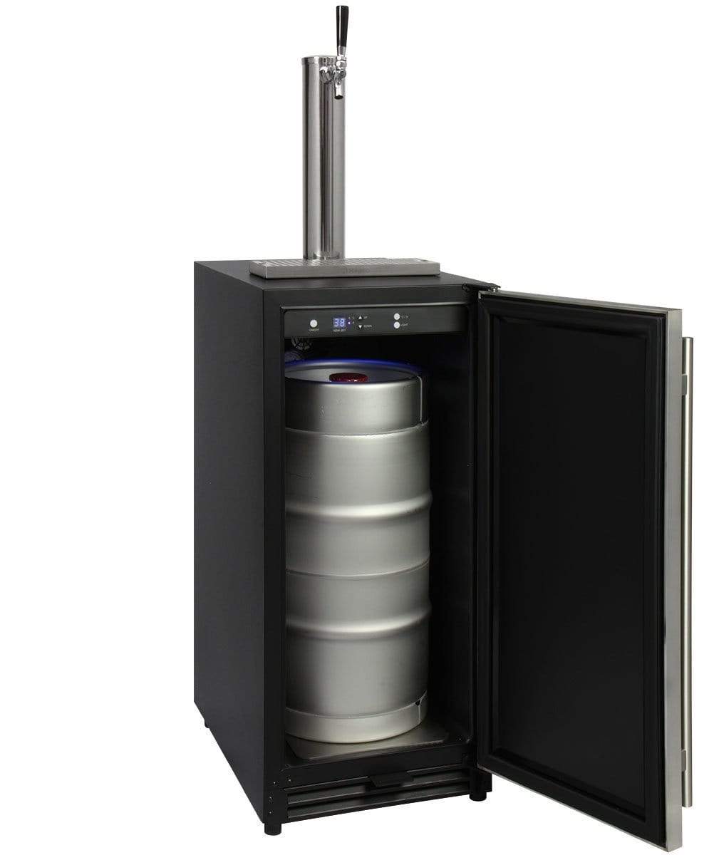 Kegco Beer Refrigeration Wide Single Tap Stainless Steel Built-In Right Hinge Kegerator