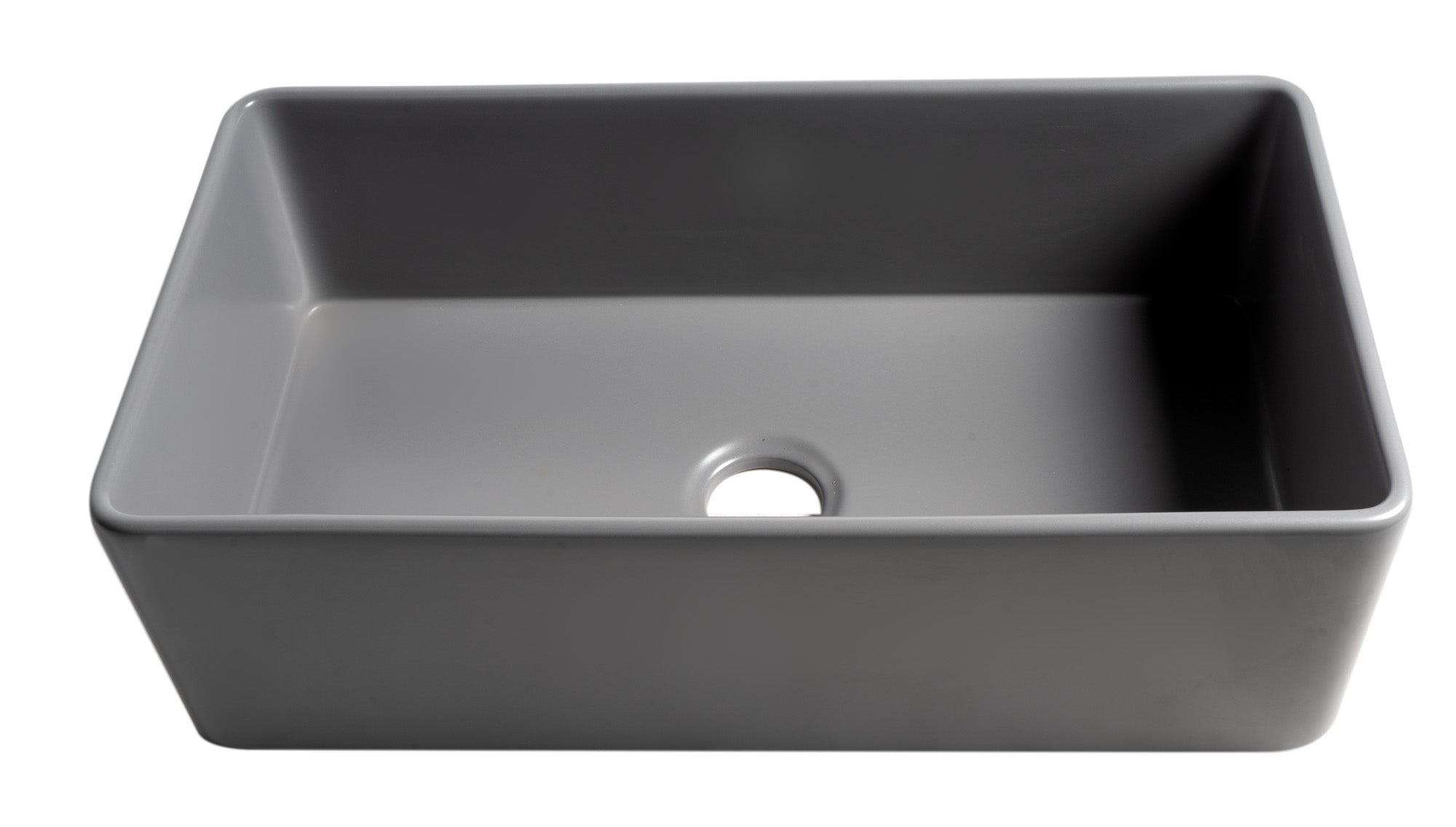 ALFI Brand - Gray Matte Smooth Apron 33" x 18" Single Bowl Fireclay Farm Sink | ABF3318S-GM