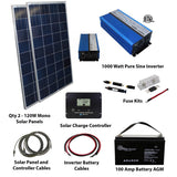 Aims Power - 240 WATT SOLAR KIT-1000 WATT INVERTER - KITB-1K12120-A1