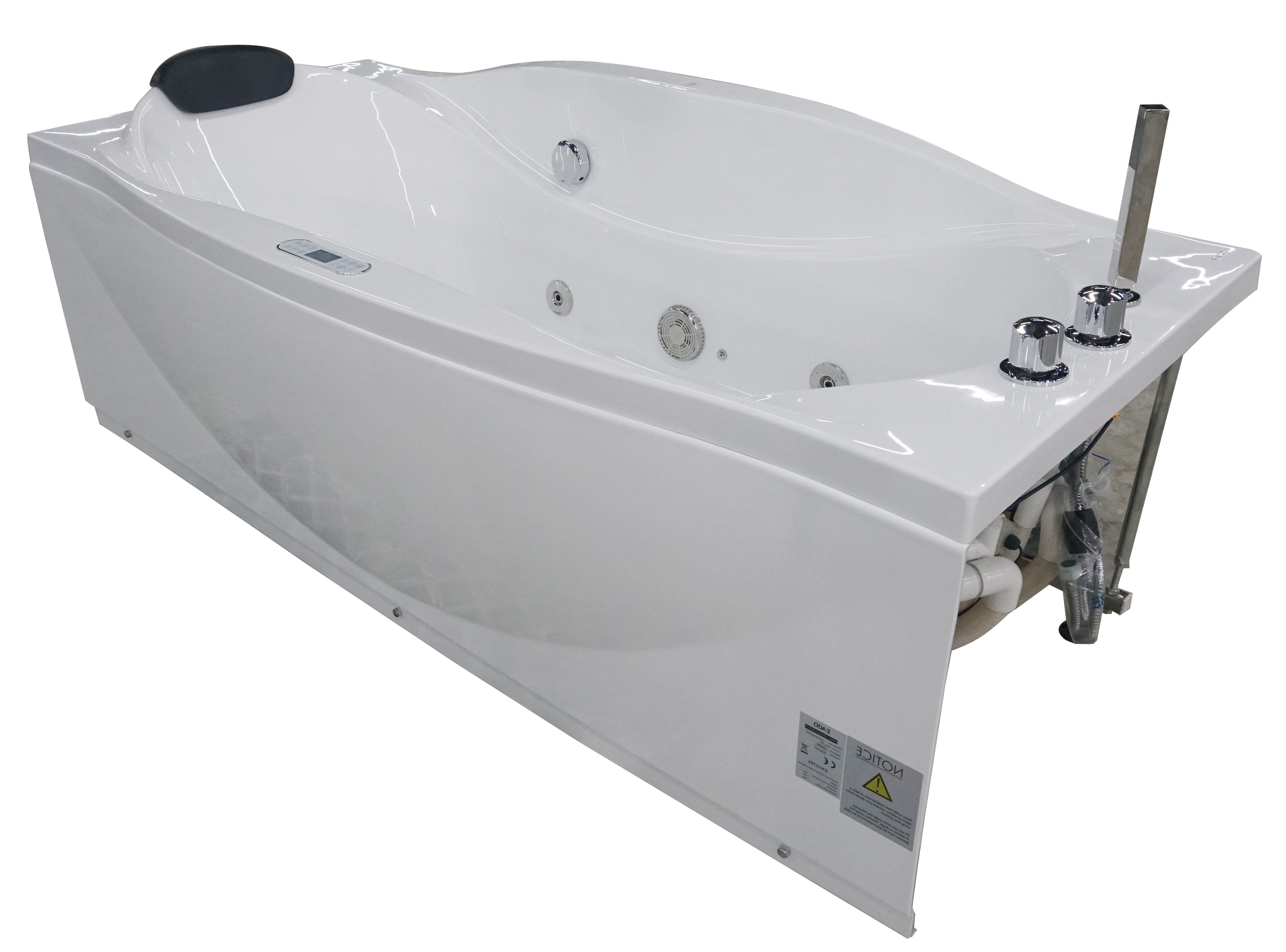 EAGO - 6 ft Right Drain Acrylic White Whirlpool Bathtub w Fixtures | AM189ETL-R