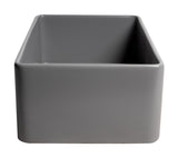 ALFI Brand - Gray Matte Smooth Apron 33" x 18" Single Bowl Fireclay Farm Sink | ABF3318S-GM