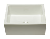 ALFI Brand - 24 inch Biscuit Reversible Smooth / Fluted Single Bowl Fireclay Farm Sink | AB2418HS-B