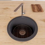 ALFI Brand - Black Matte Round 18" x 18" Undermount / Drop In Fireclay Prep Sink | ABF1818R-BM