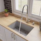 ALFI Brand - Gray Matte 27" x 18" Fireclay Undermount / Drop In Firelcay Kitchen Sink | ABF2718UD-GM