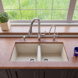 ALFI Brand - Biscuit 34" Undermount Double Bowl Granite Composite Kitchen Sink | AB3420UM-B