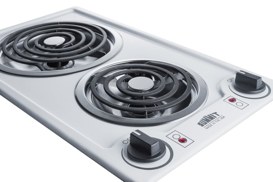 Summit - 12" Wide 230V 2-Burner Coil Cooktop | CCE225WH