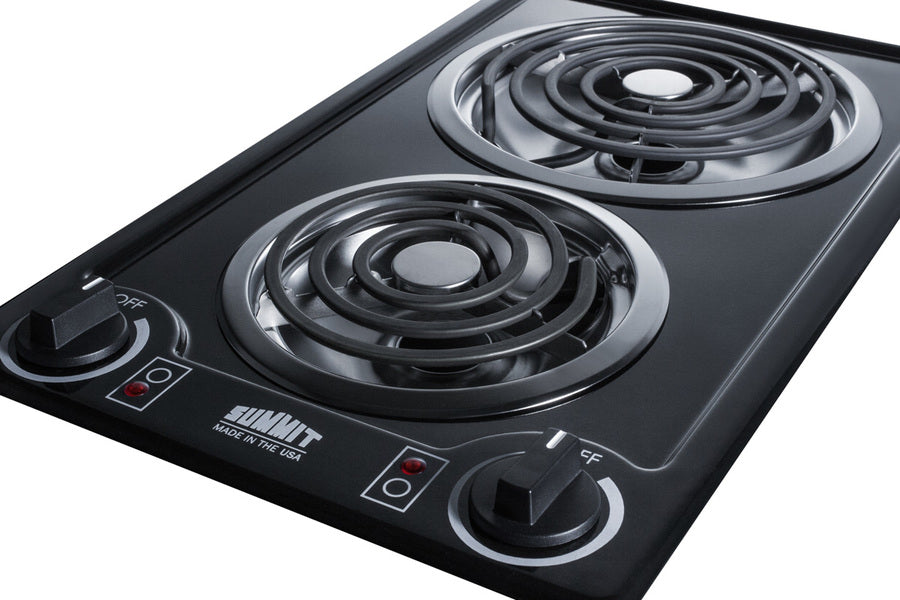 Summit - 12" Wide 230V 2-Burner Coil Cooktop | CCE226BL