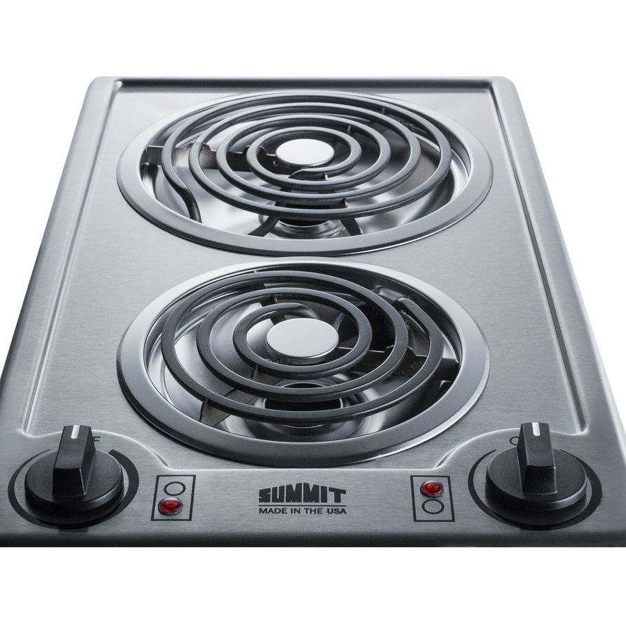 Summit - 12" Wide 230V 2-Burner Coil Cooktop | CCE227SS