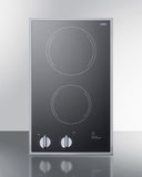 Summit - 12" Wide 220/240V 2-Burner Radiant Cooktop | CR2B22ST