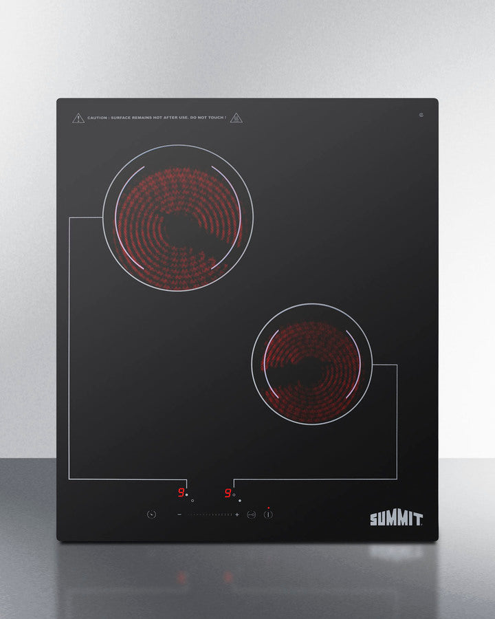 Summit - 18" Wide 220V 2-Burner Radiant Cooktop | CR2B228T