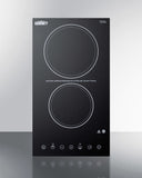 Summit - 12" Wide 230V 2-Burner Radiant Cooktop | CR2B23T3B