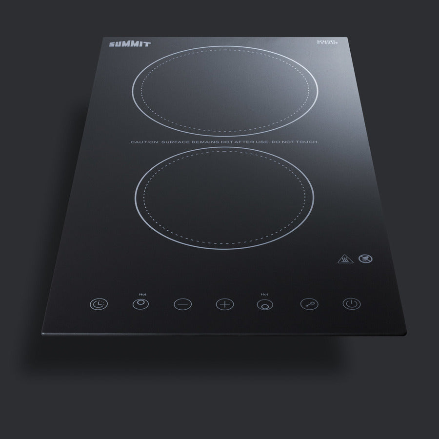 Summit - 12" Wide 230V 2-Burner Radiant Cooktop | CR2B23T3B