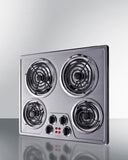 Summit - 24" Wide 240V 4-Burner Coil Cooktop | CR4SS24