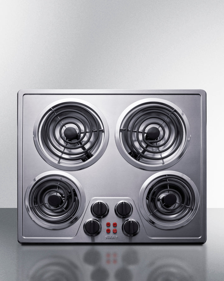 Summit - 24" Wide 240V 4-Burner Coil Cooktop | CR4SS24