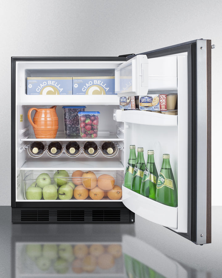 Summit - 24" Wide Built-In Refrigerator-Freezer with Wood Panel, ADA Compliant |  CT663BKBIWP1ADA