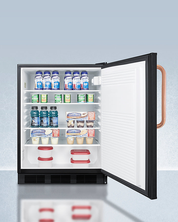 Summit - 24" Wide Built-In All-Refrigerator with Antimicrobial Pure Copper Handle, ADA Compliant | FF7LBLKBITBCADA