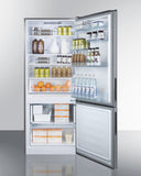 Summit - 28" Wide Built-In Bottom Freezer Refrigerator With Icemaker | FFBF279SSBIIM