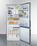 Summit - 28" Wide Built-In Bottom Freezer Refrigerator | FFBF279SSBI