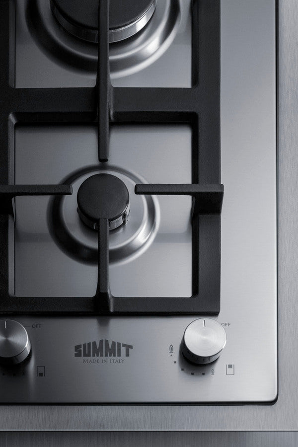 Summit - 15" Wide 2-Burner Gas Cooktop In Stainless Steel  | GCJ2SSTK15