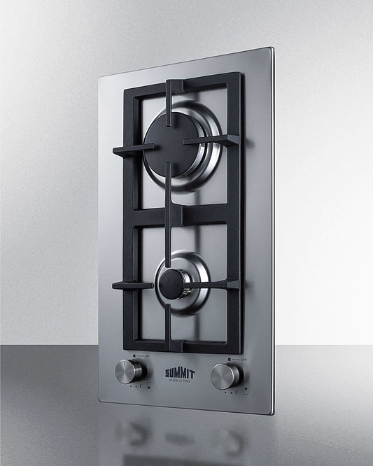 Summit - 12" Wide 2-Burner Gas Cooktop In Stainless Steel  | GCJ2SS