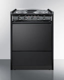 Summit - 24" Under Cabinet Ductless Range Hood and 24" Wide Electric Coil Range Bundle