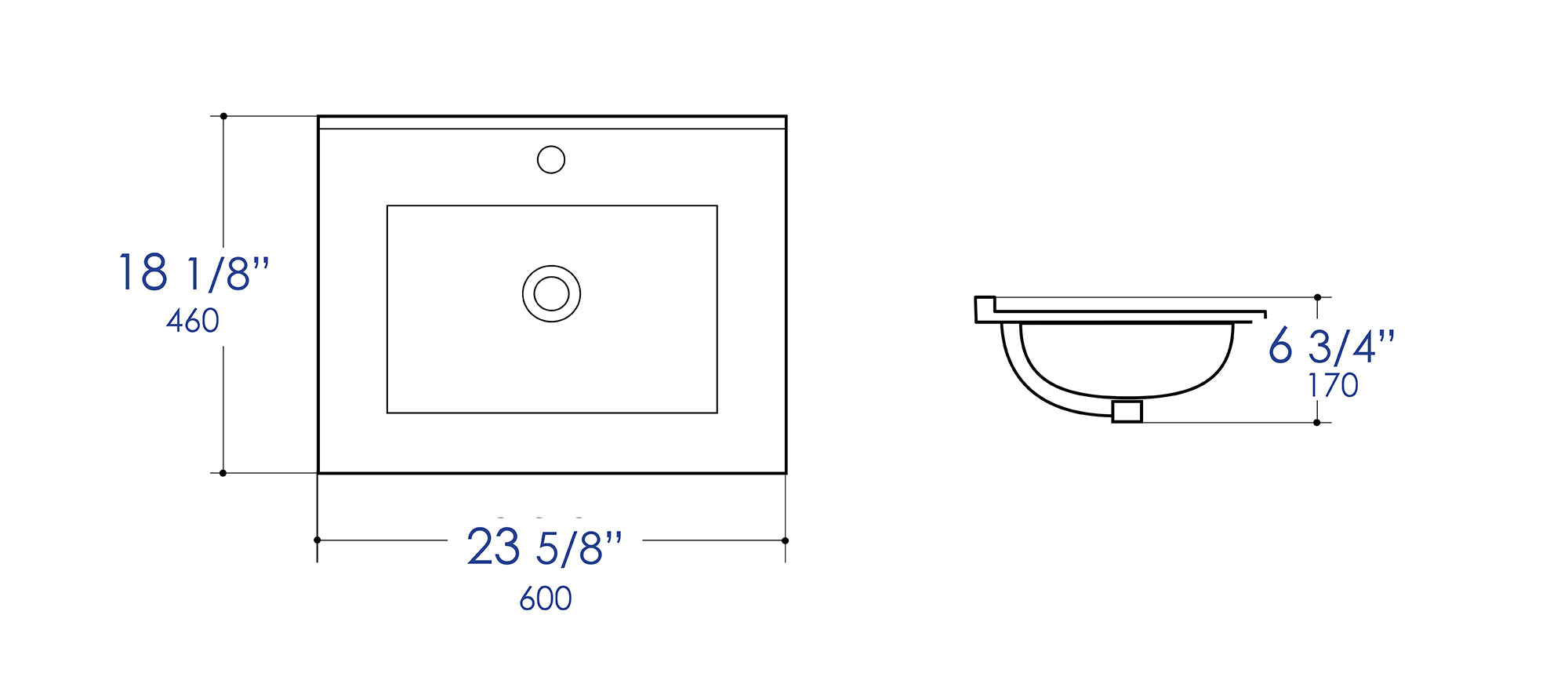 ALFI Brand - White 25" Rectangular Drop In Ceramic Sink with Faucet Hole | ABC803