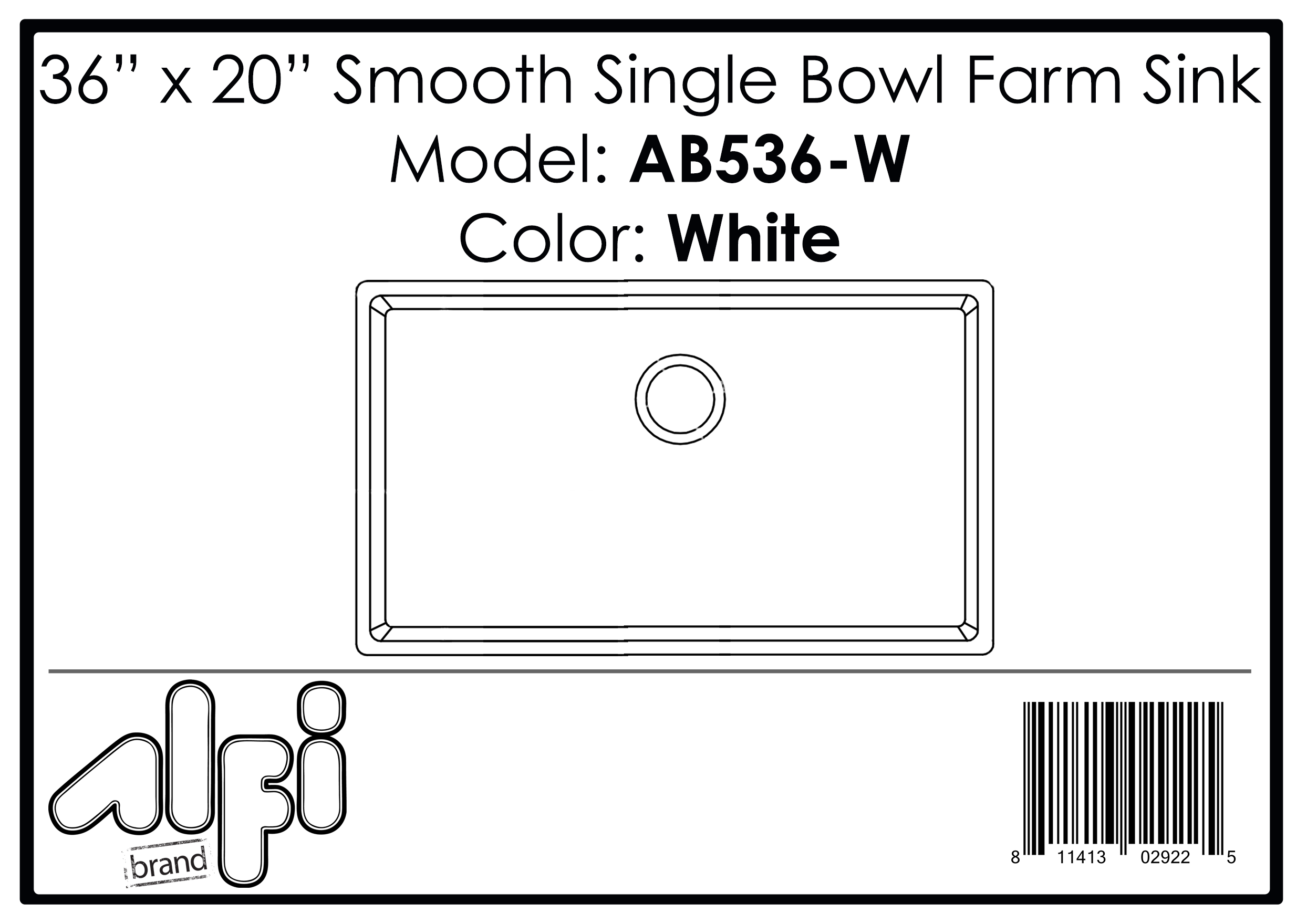 ALFI Brand - White 36" Smooth Apron Single Bowl Fireclay Farm Sink | AB536-W