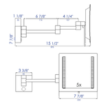 ALFI Brand - Brushed Nickel Wall Mount Square 8" 5x Magnifying Cosmetic Mirror with Light | ABM8WLED-BN