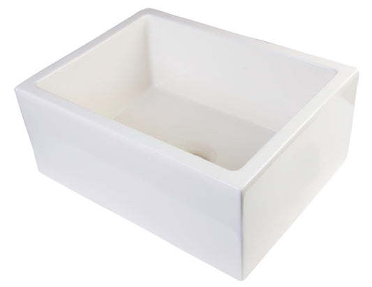 ALFI Brand - 24" Biscuit Smooth Thick Wall Fireclay Single Bowl Farm Sink | AB2418SB-B