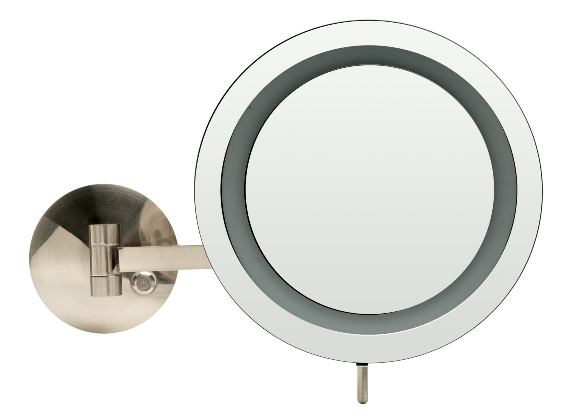 ALFI Brand - Brushed Nickel Wall Mount Round 9" 5x Magnifying Cosmetic Mirror with Light | ABM9WLED-BN