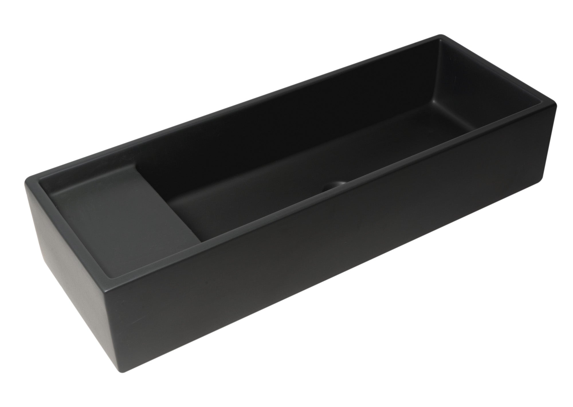 ALFI brand - 39" Black Matte Above Mount Fireclay Bathroom Trough Sink - AB39TRBM