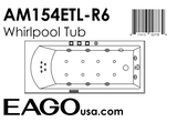 EAGO - 6 ft Acrylic White Rectangular Whirlpool Bathtub w Fixtures | AM154ETL-R6