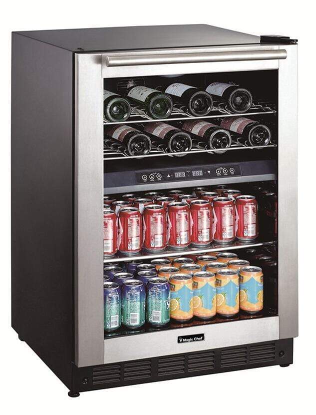 Magic Chef Beverage Center Magic Chef - Dual Zone Built-In Wine and Beverage Cooler