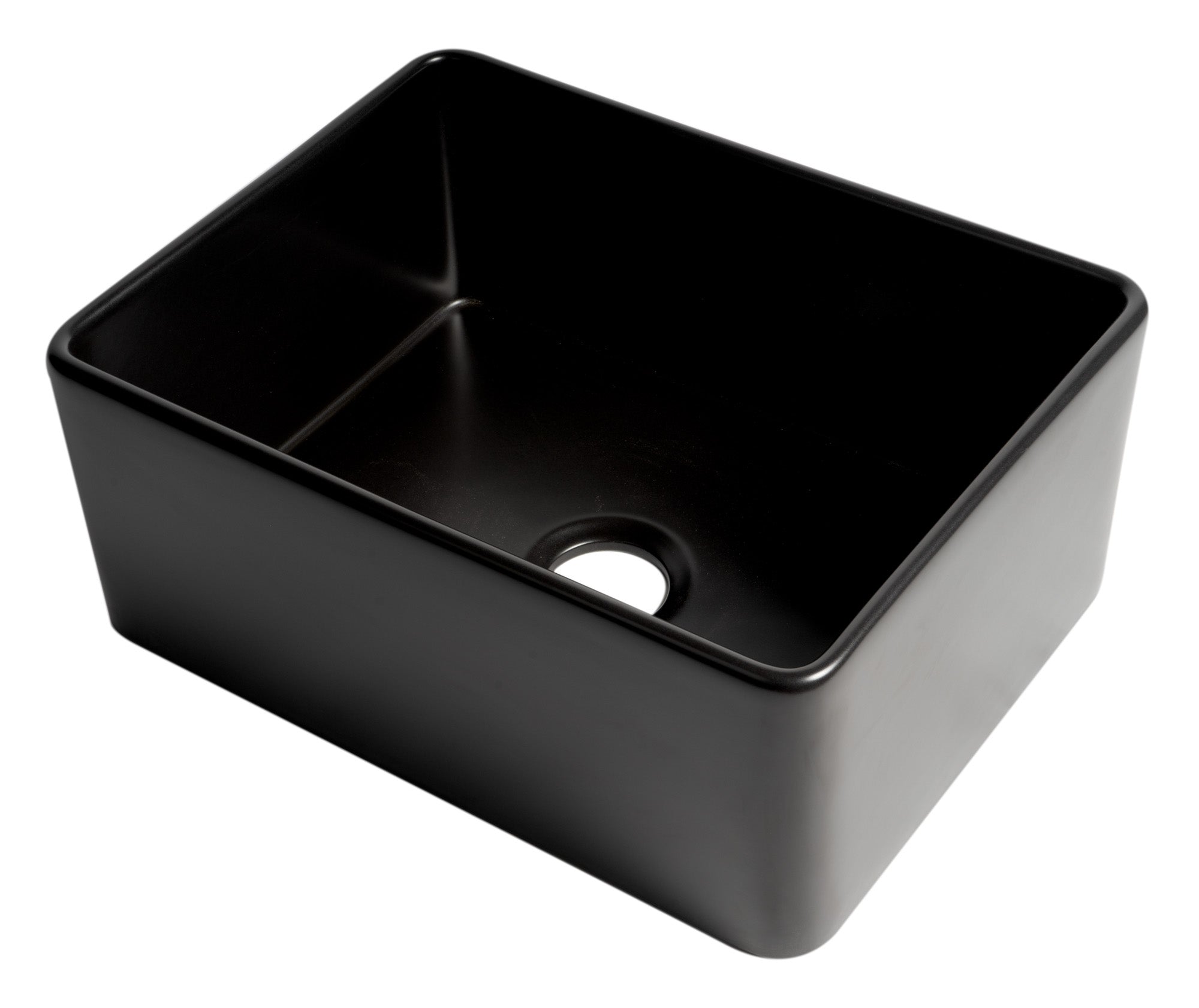 ALFI Brand - Black Matte Smooth Apron 24" x 18" Single Bowl Fireclay Farm Sink | ABF2418-BM