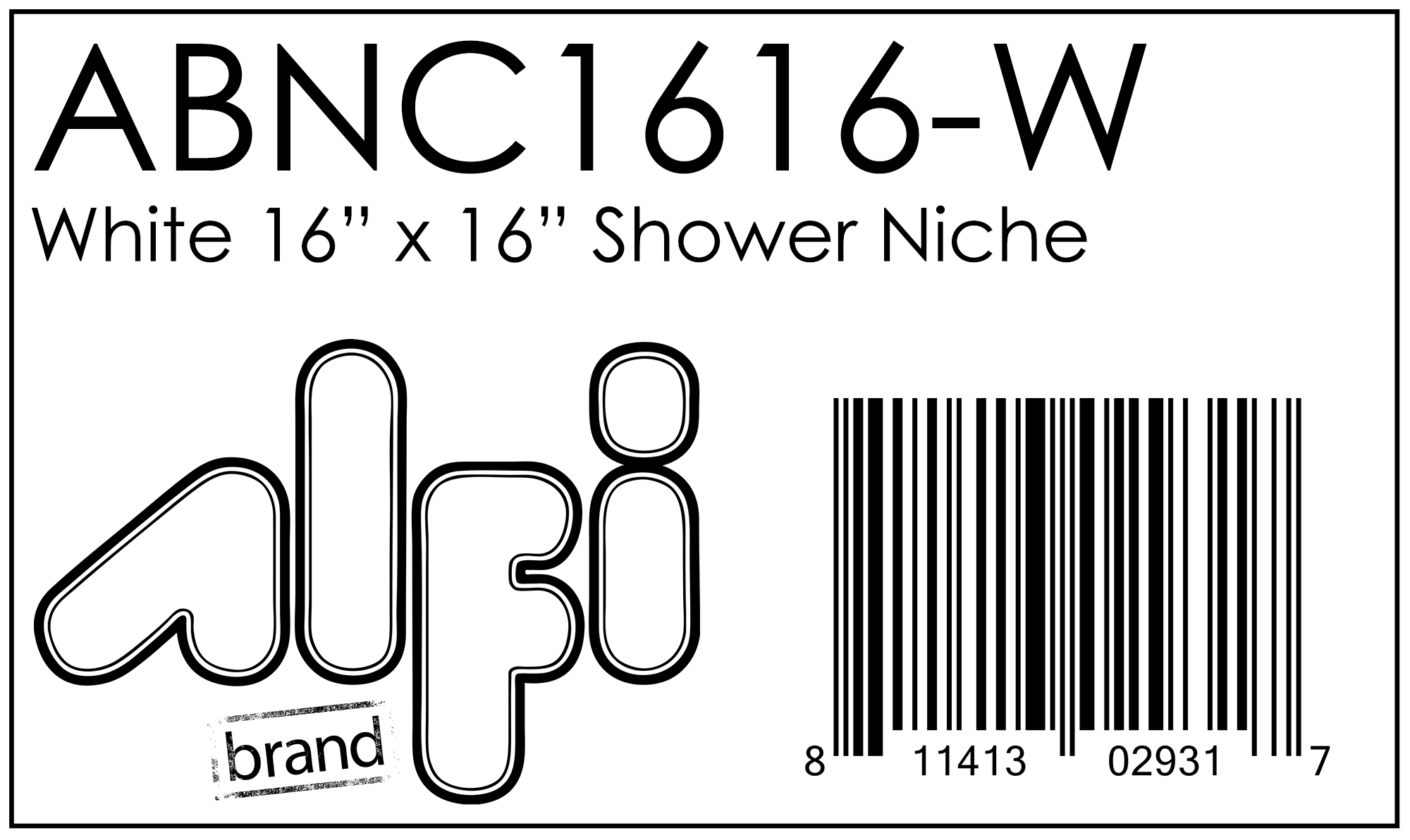 ALFI Brand - 16" x 16" White Matte Stainless Steel Square Single Shelf Bath Shower Niche | ABNC1616-W