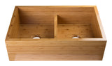 ALFI Brand - 33" Double Bowl Bamboo Kitchen Farm Sink | AB3321