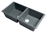 ALFI Brand - Titanium 34" Undermount Double Bowl Granite Composite Kitchen Sink | AB3420UM-T